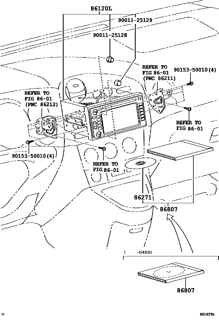 Toyota COROLLA 导航和前监视器显示屏 EPC diagram — 861937A