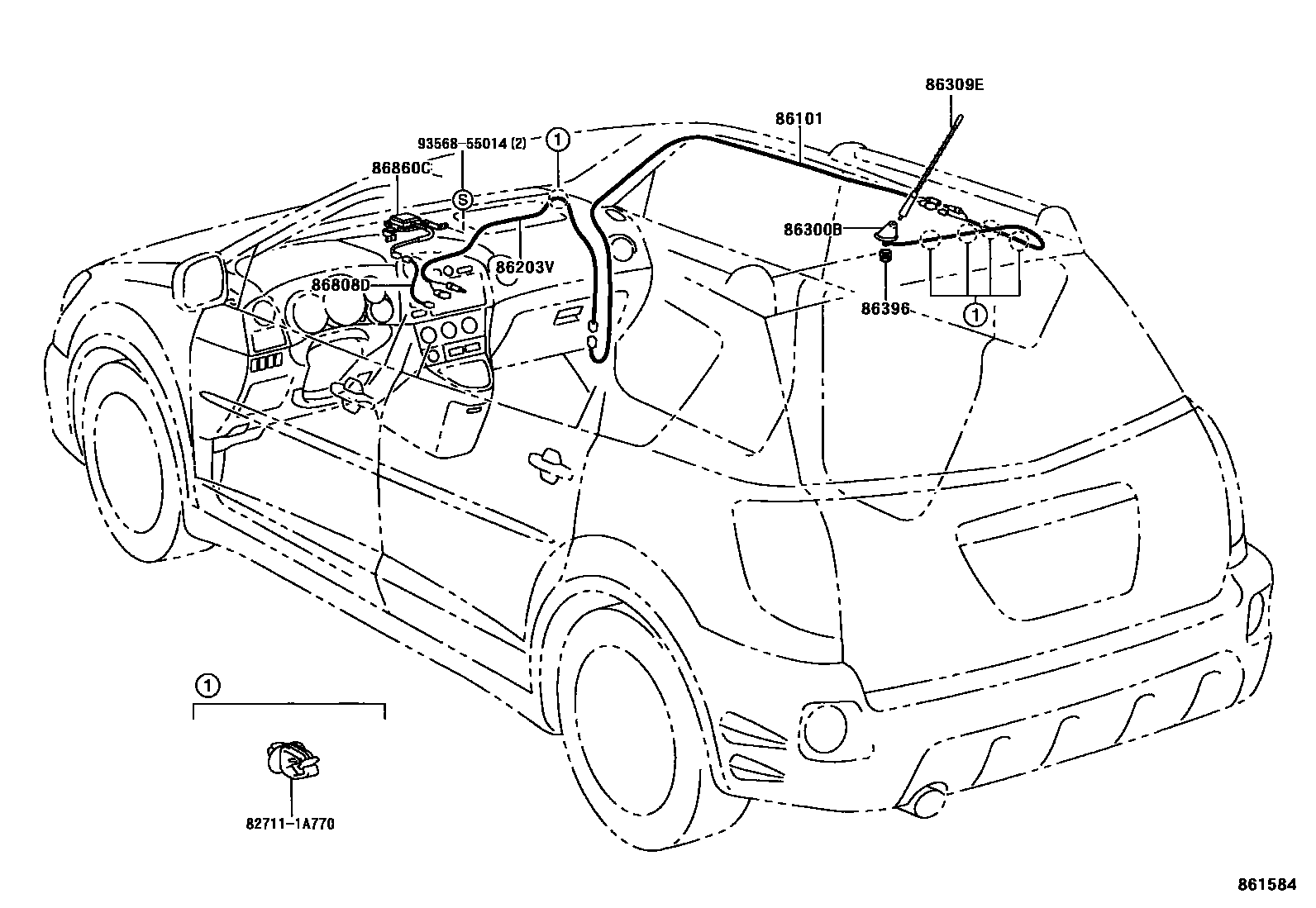 Toyota COROLLA antenna EPC diagram — 861584