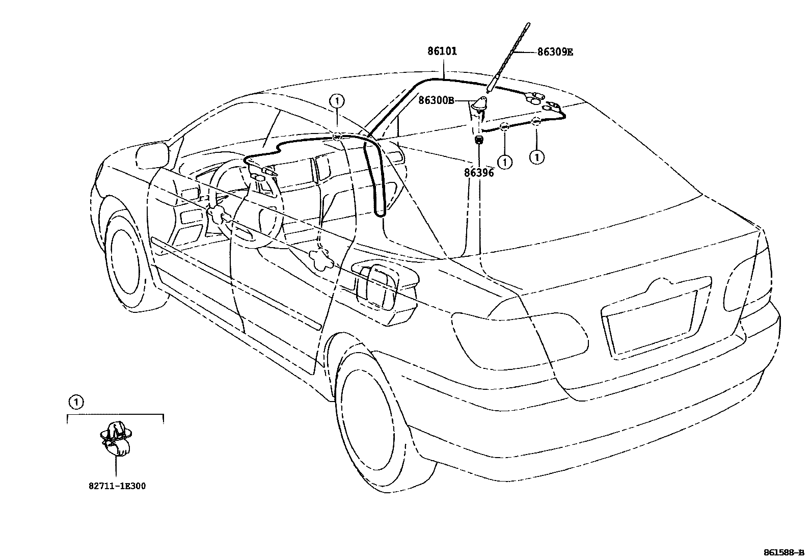 Toyota COROLLA antenna EPC diagram — 861588B