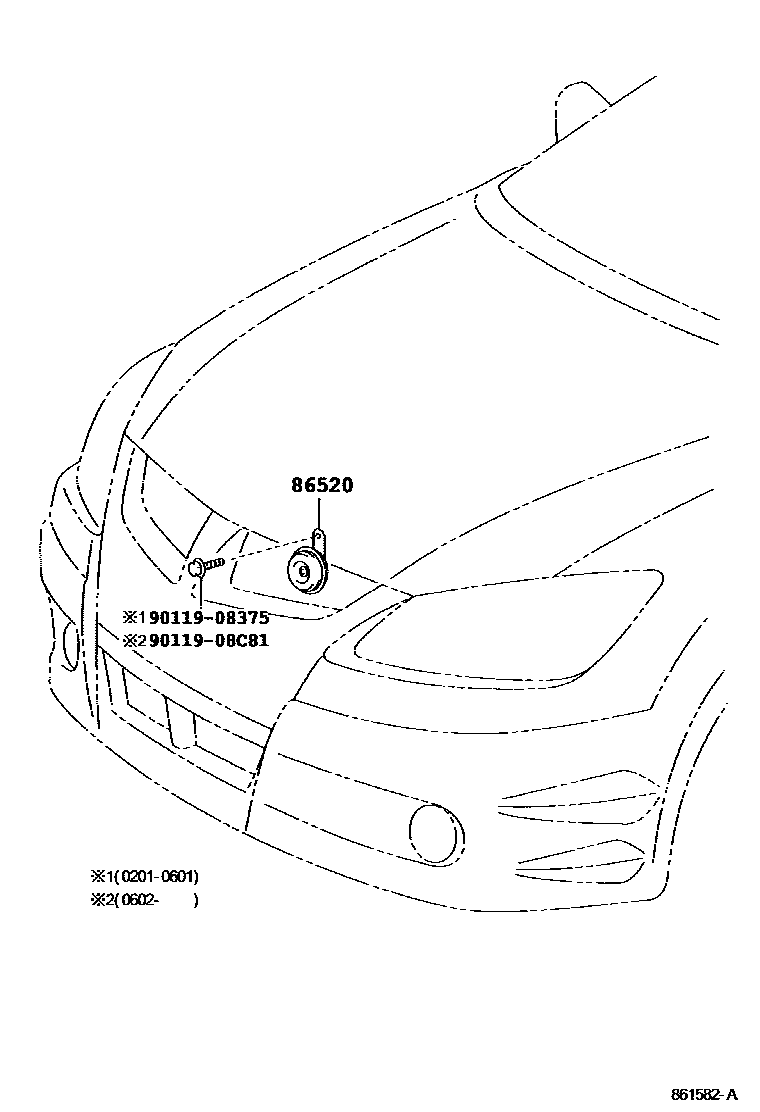 Toyota COROLLA 喇叭 EPC diagram — 861582A