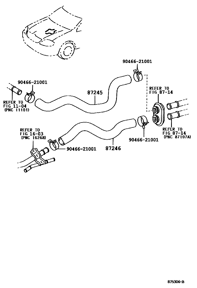 Toyota COROLLA 暖风和空调系统 - 水管 EPC diagram — 875306B