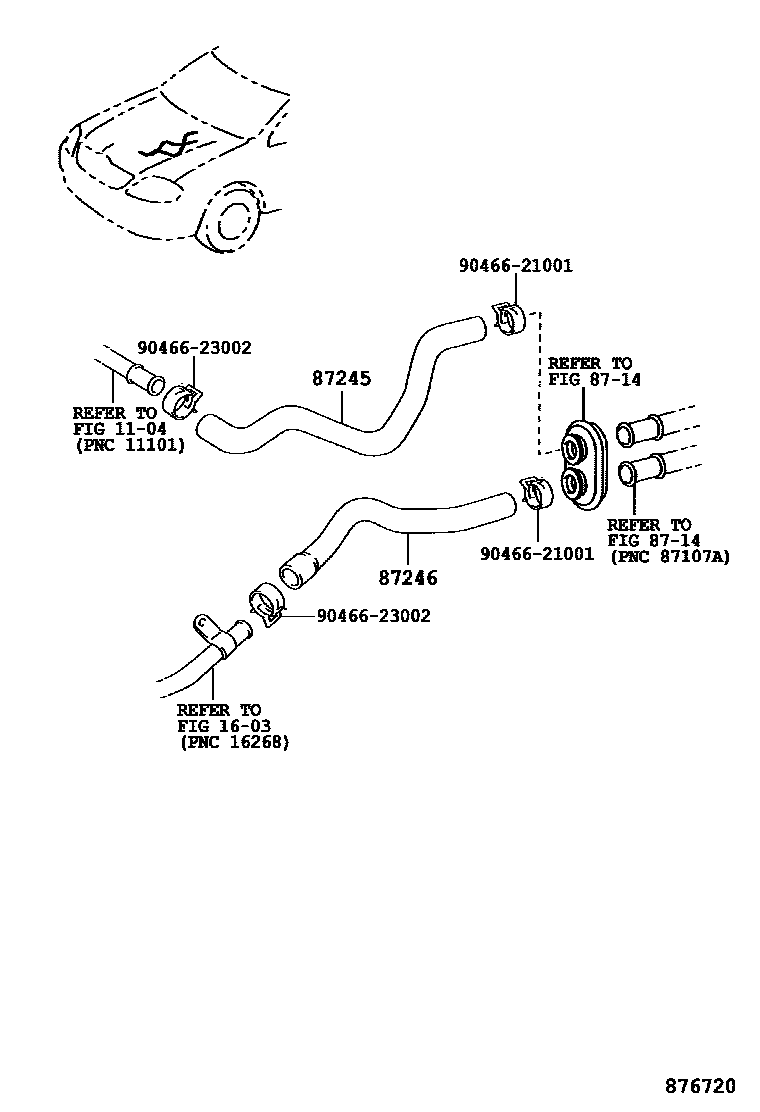 Toyota COROLLA 暖风和空调系统 - 水管 EPC diagram — 876720