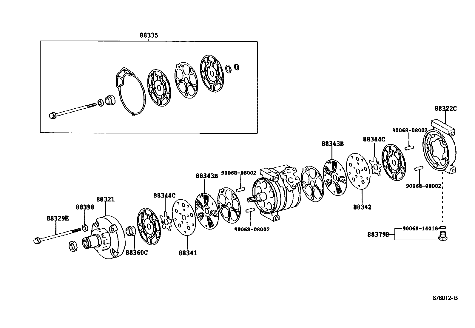 Toyota COROLLA Heating & Air Conditioning - Compressor EPC diagram — 876012B