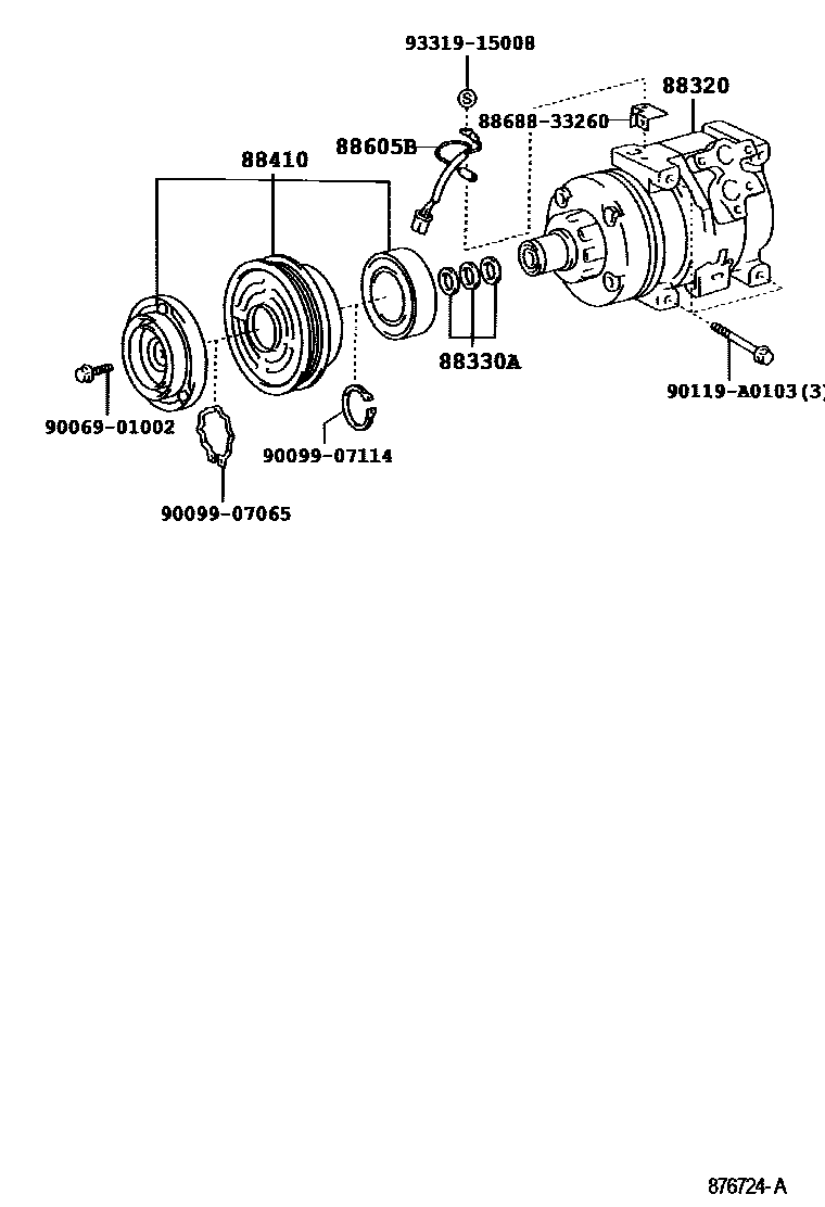 Toyota COROLLA Heating & Air Conditioning - Compressor EPC diagram — 876724A
