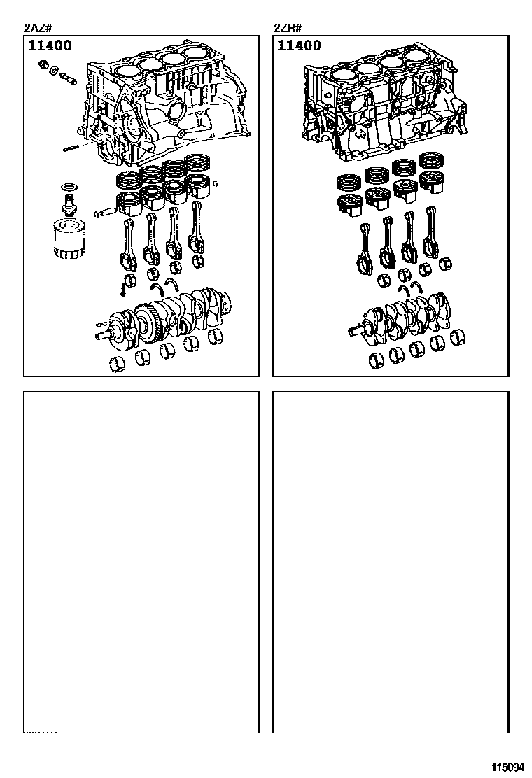 Toyota COROLLA Short Block Assembly EPC diagram — 115094