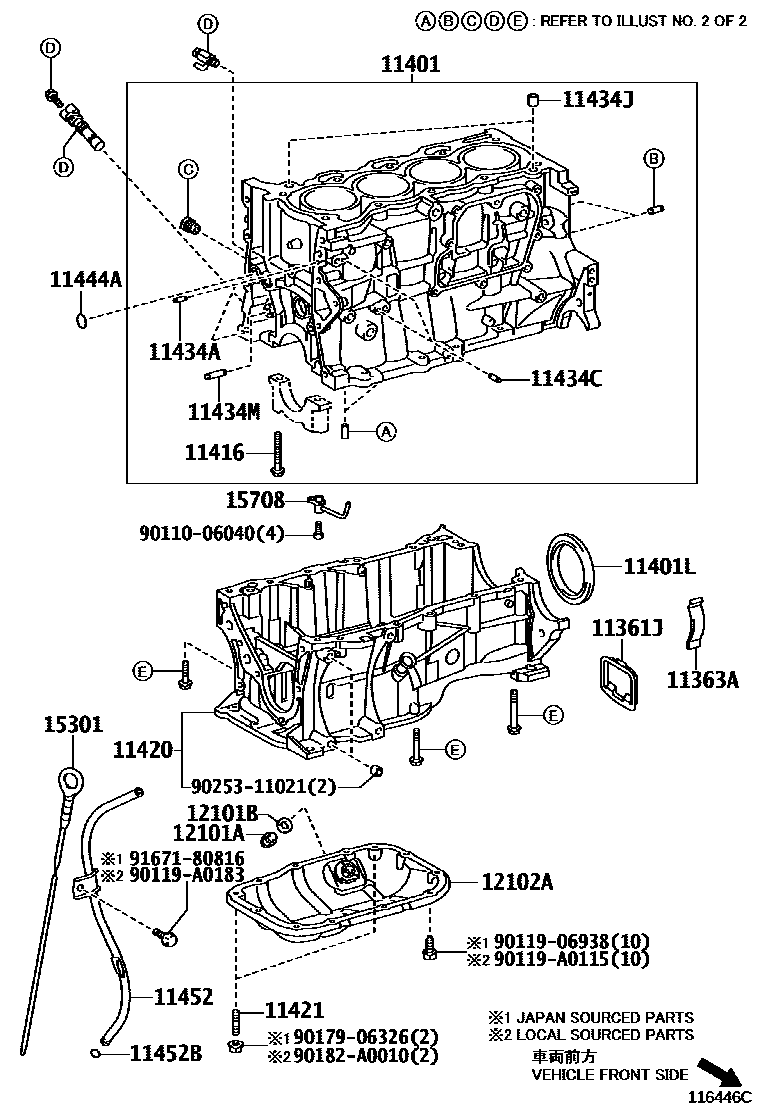 Toyota COROLLA Cylinder Block EPC diagram — 116446C