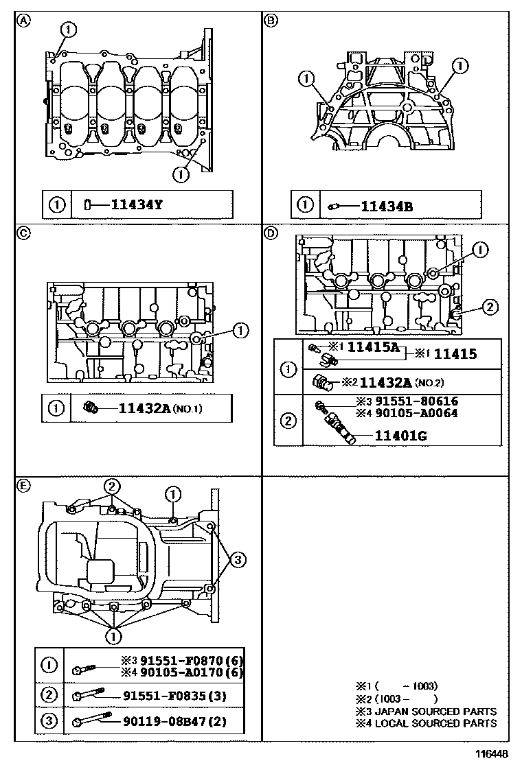 Toyota COROLLA Cylinder Block EPC diagram — 116448