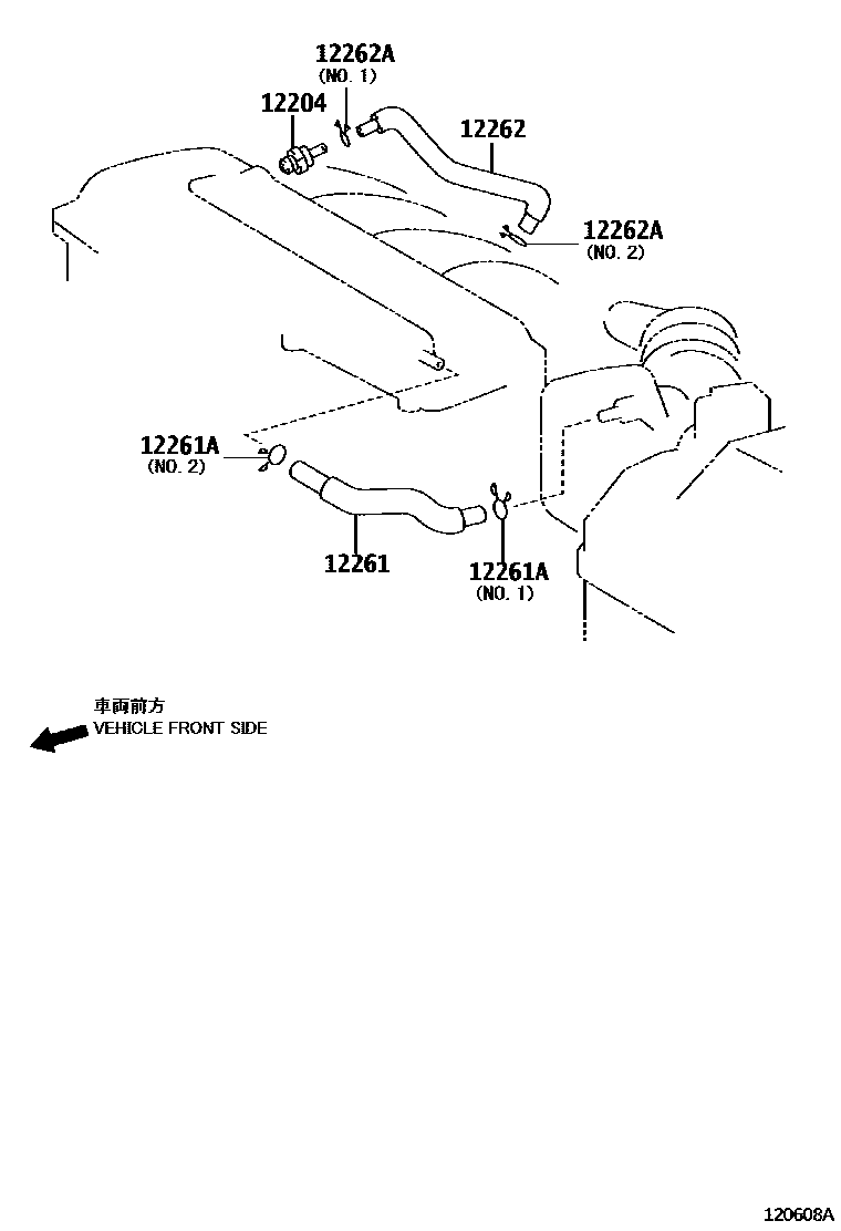 Toyota COROLLA Ventilation Hose EPC diagram — 120608A