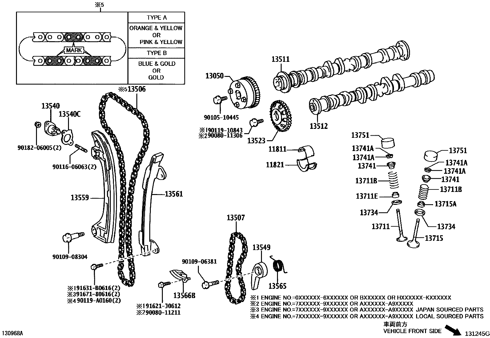 Toyota COROLLA Camshaft & Valve EPC diagram — 131245G