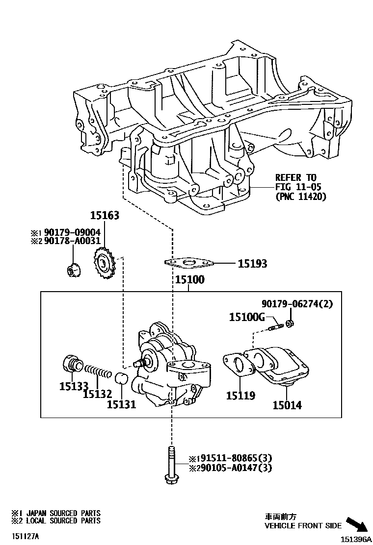 Toyota COROLLA Engine Oil Pump EPC diagram — 151396A