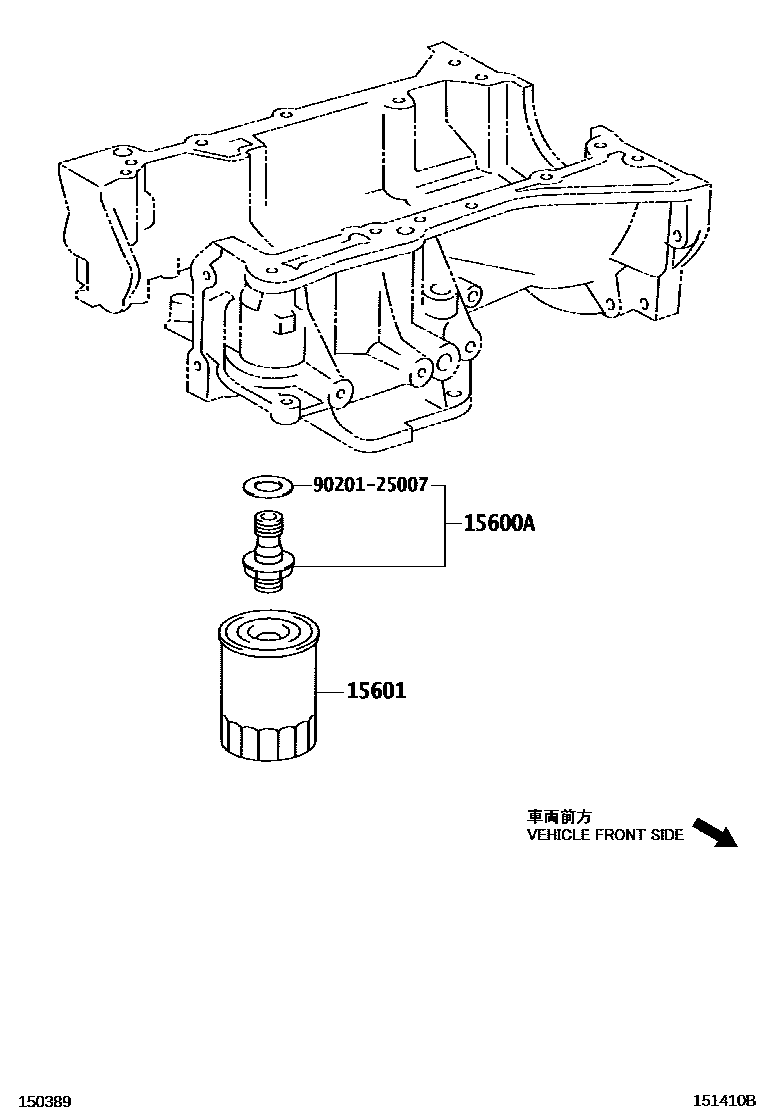 Toyota COROLLA Oil Filter EPC diagram — 151410B