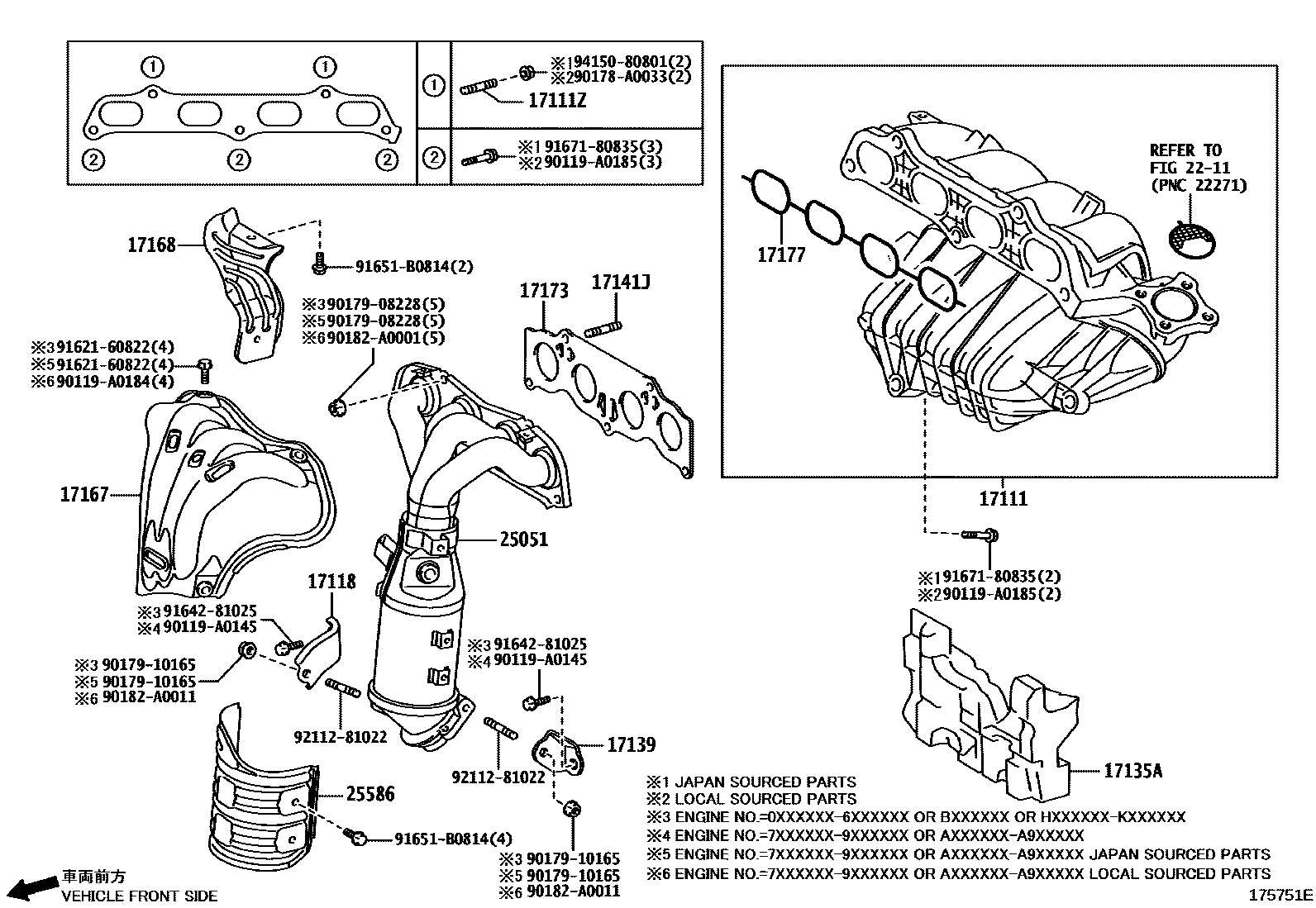 Toyota COROLLA Manifold EPC diagram — 175751E