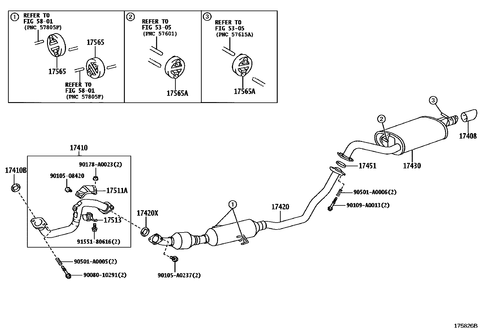 Toyota COROLLA Exhaust Pipe EPC diagram — 175826B