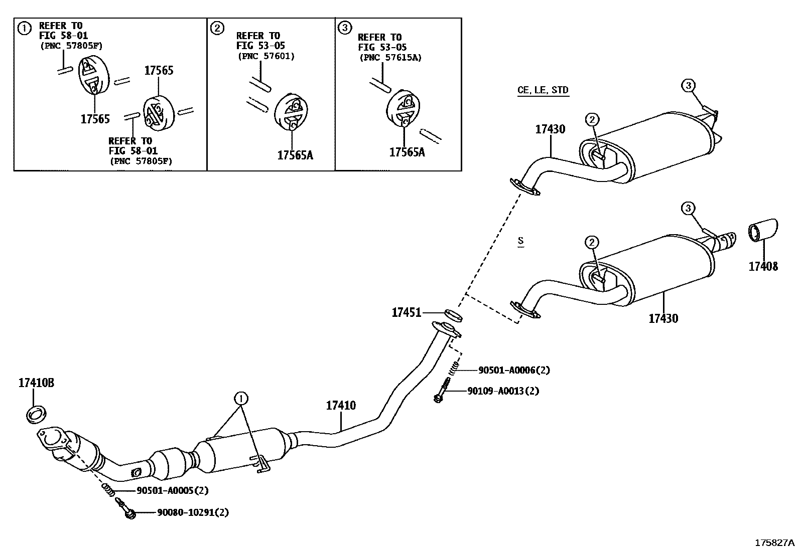 Toyota COROLLA Exhaust Pipe EPC diagram — 175827A