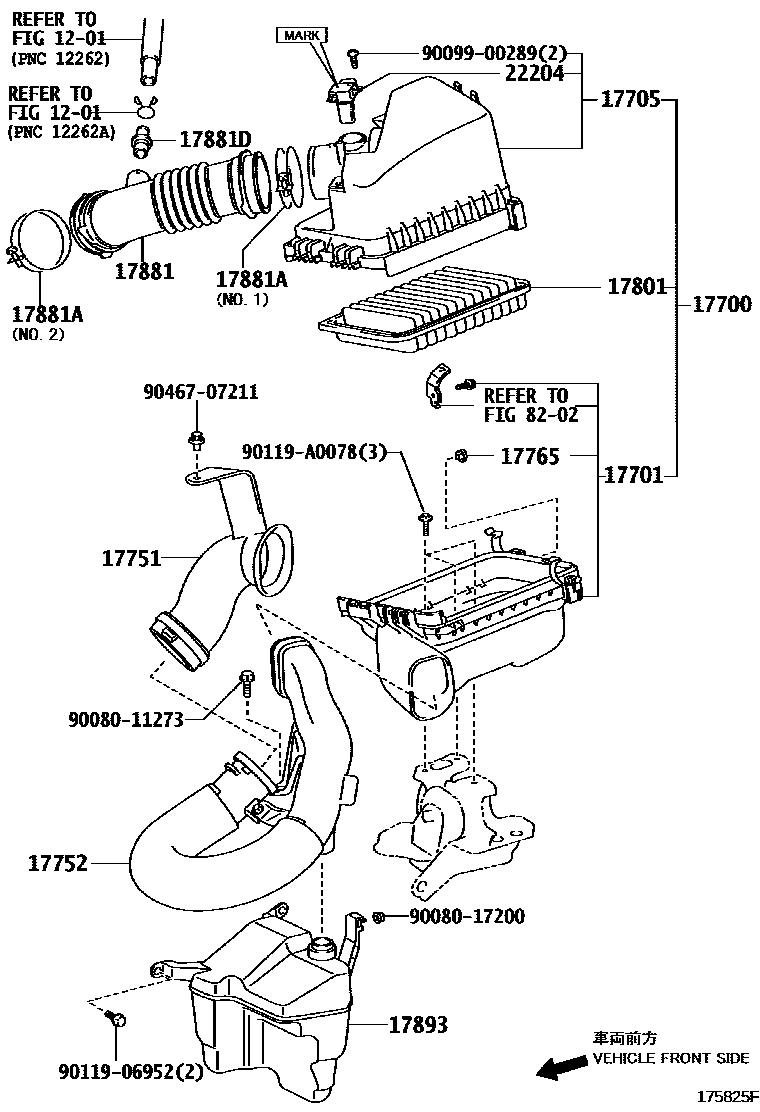 Toyota COROLLA Air Cleaner EPC diagram — 175825F