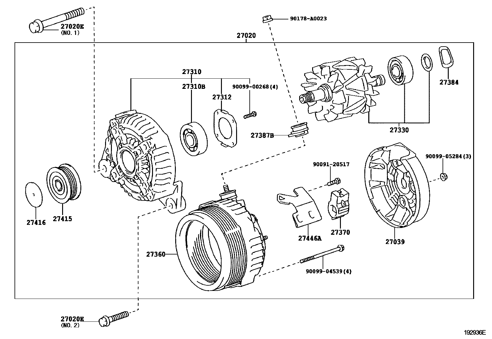 Toyota COROLLA Alternator EPC diagram — 192936E