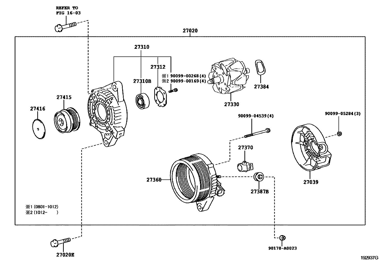 Toyota COROLLA Alternator EPC diagram — 192937G