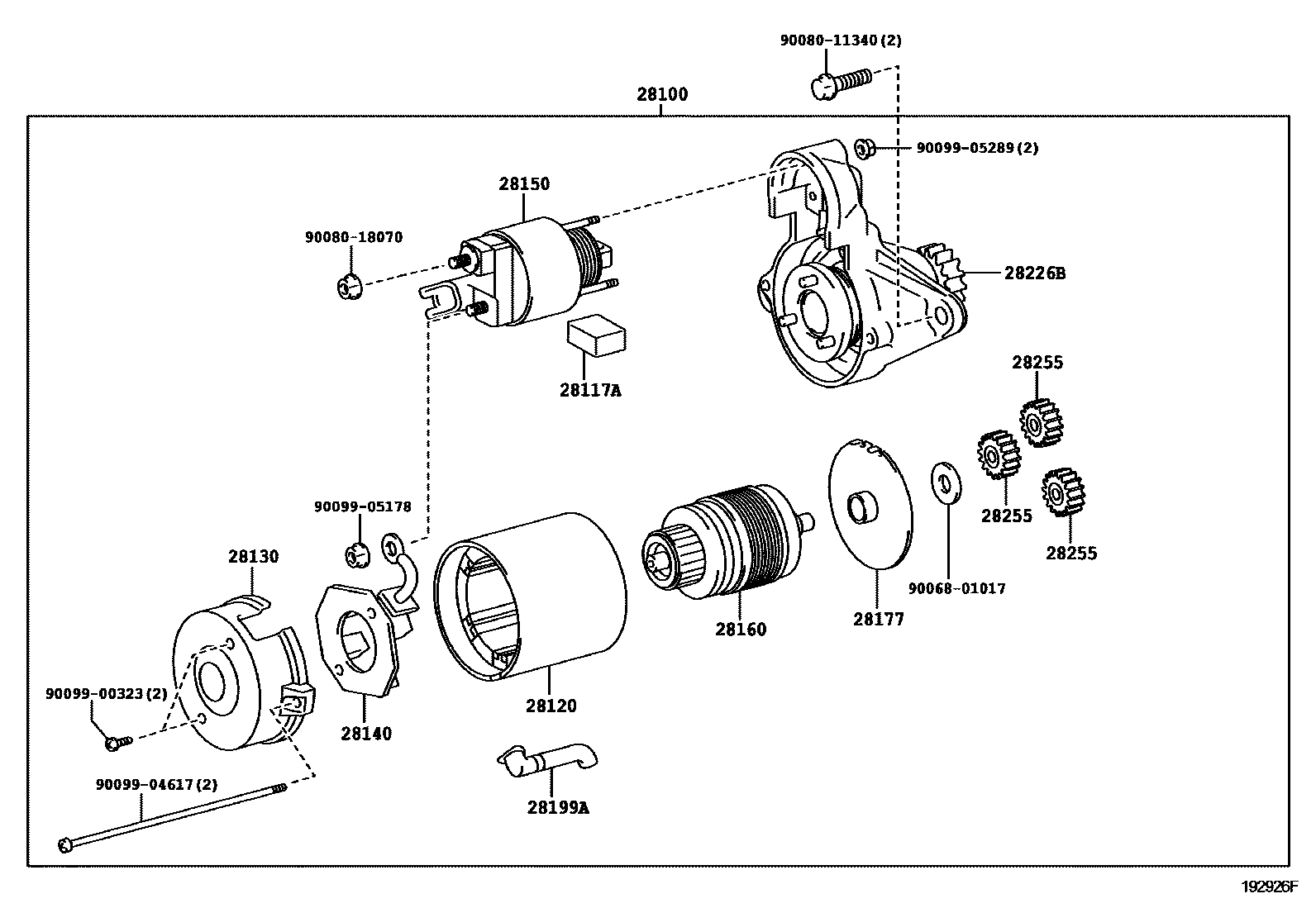Toyota COROLLA 起动机 EPC diagram — 192926F