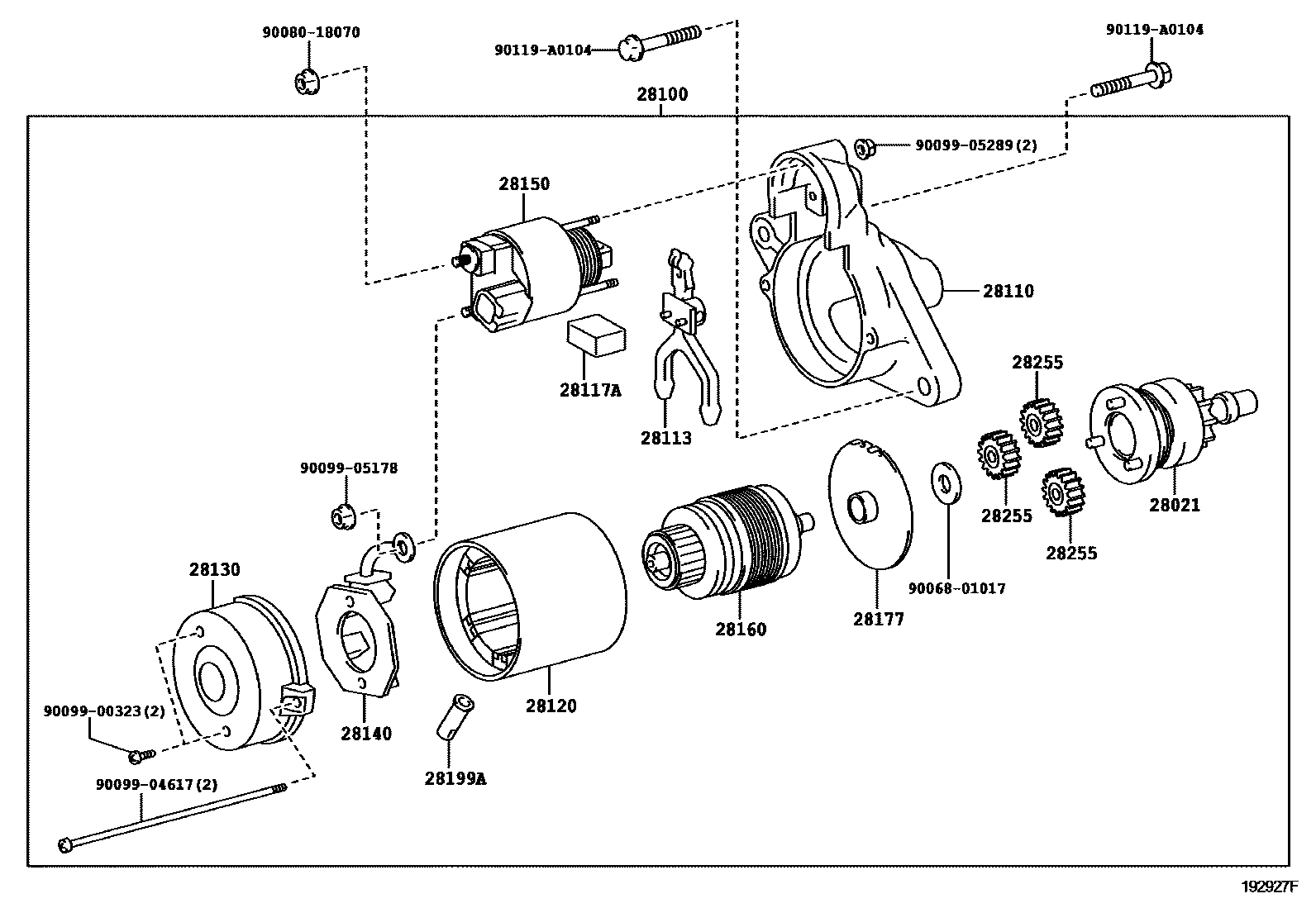 Toyota COROLLA 起动机 EPC diagram — 192927G