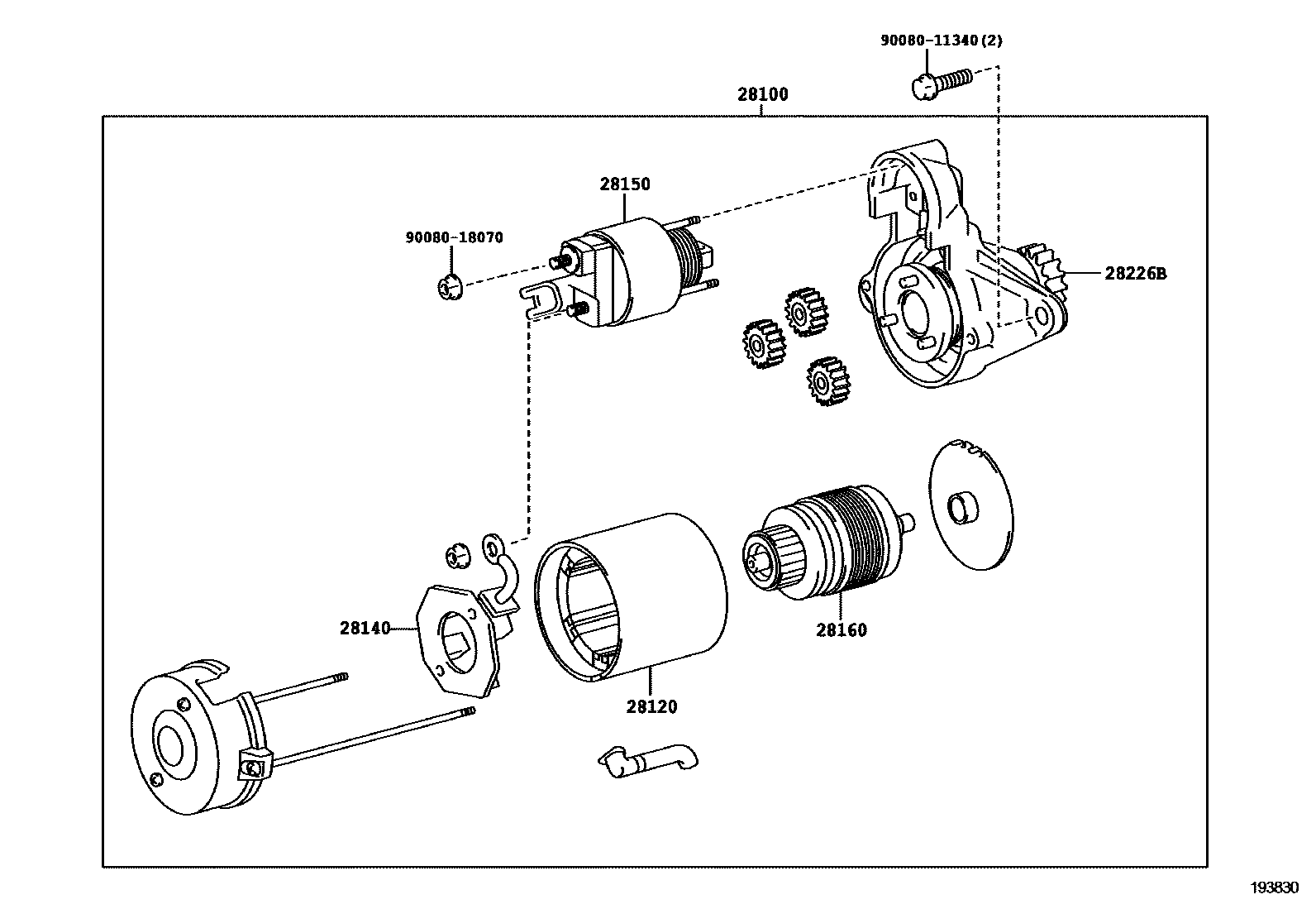 Toyota COROLLA 起动机 EPC diagram — 193830