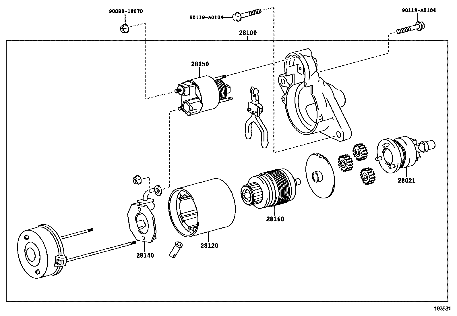 Toyota COROLLA 起动机 EPC diagram — 193831