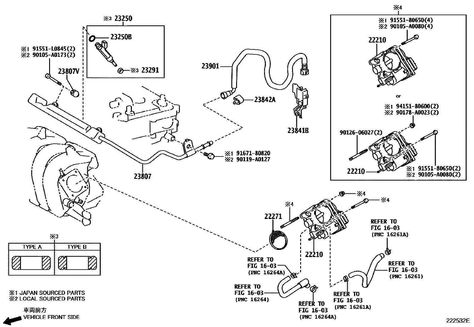 Toyota COROLLA 燃油喷射系统 EPC diagram — 222532E