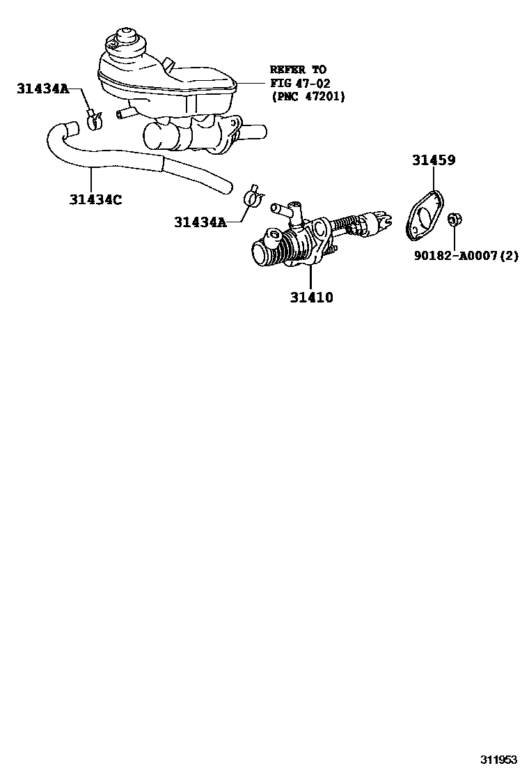 Toyota COROLLA 离合器总泵 EPC diagram — 311953