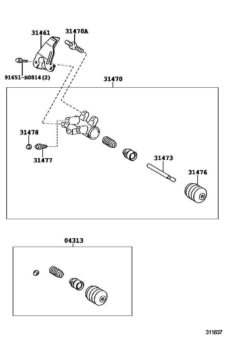Toyota COROLLA 离合器分离缸 EPC diagram — 311837