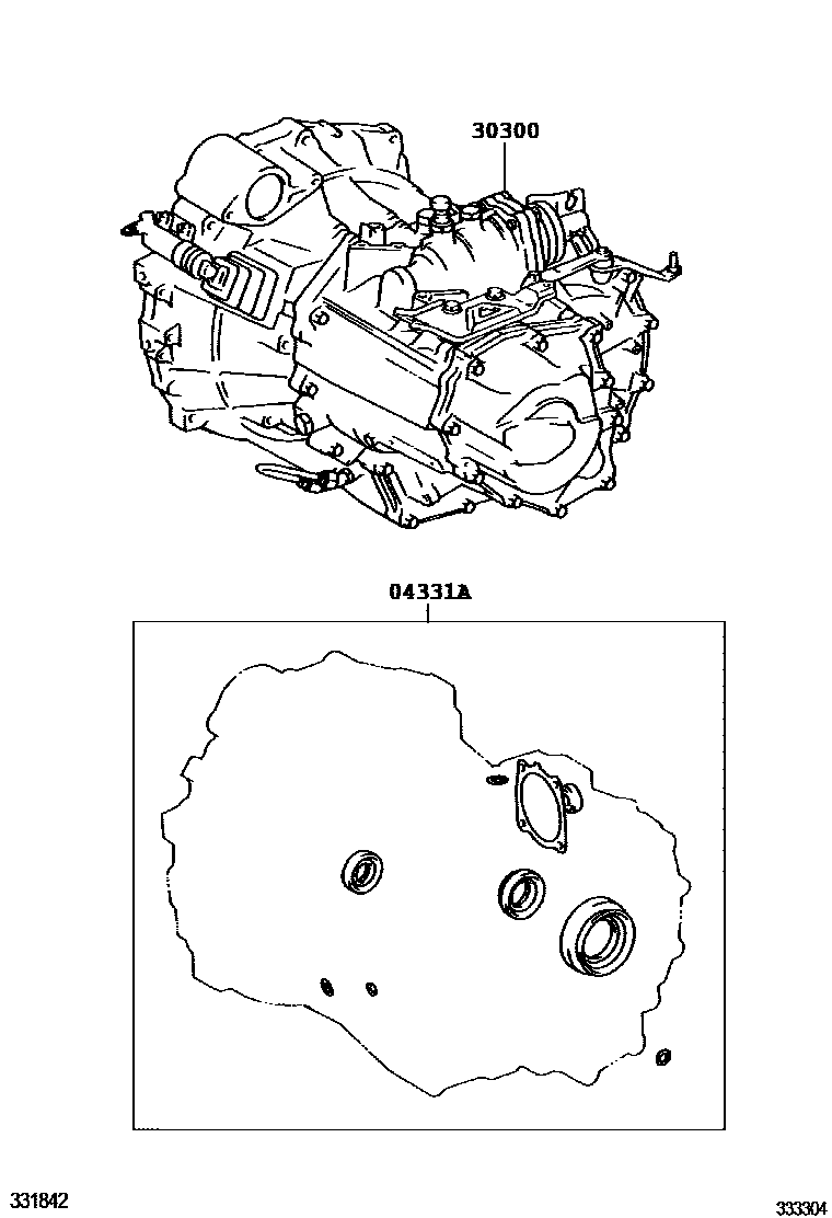 Toyota COROLLA 传动桥或变速器总成和衬垫组件(MTM) EPC diagram — 333304