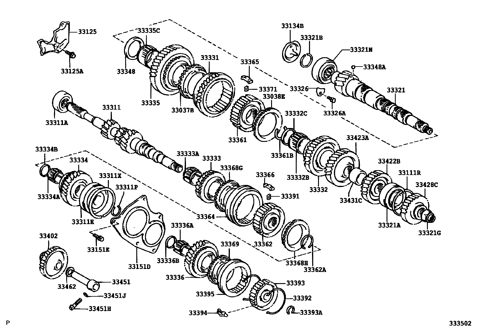 Toyota COROLLA 变速器齿轮(MTM) EPC diagram — 333502
