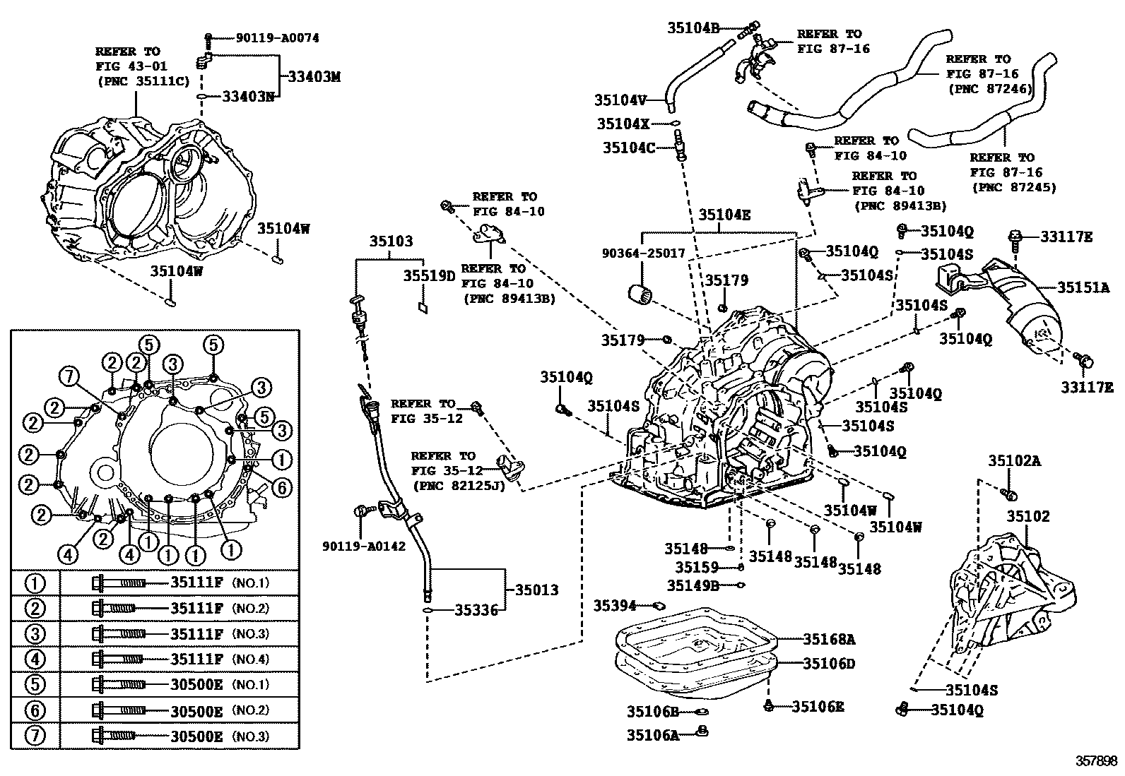 Toyota COROLLA 变速器壳和油底壳(ATM) EPC diagram — 357898