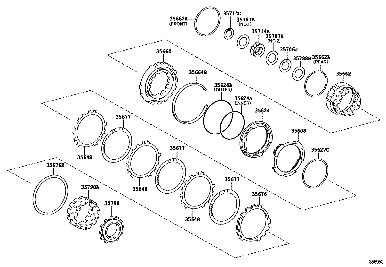 Toyota COROLLA 中央支架和行星太阳齿轮(ATM) EPC diagram — 356952