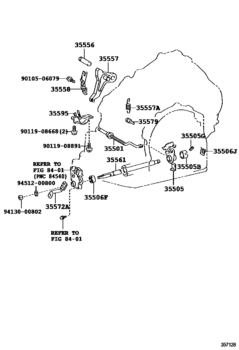 Toyota COROLLA 节气阀连杆和阀杆(ATM) EPC diagram — 357128