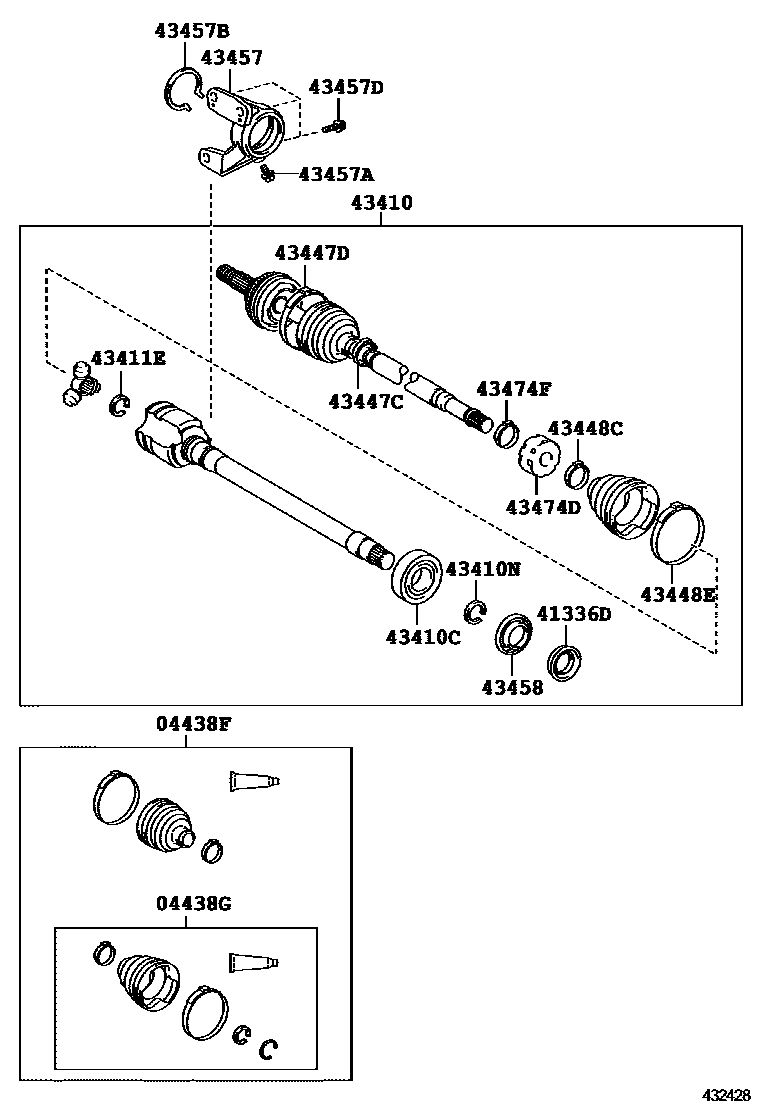 Toyota COROLLA Front Drive Shaft EPC diagram — 432428