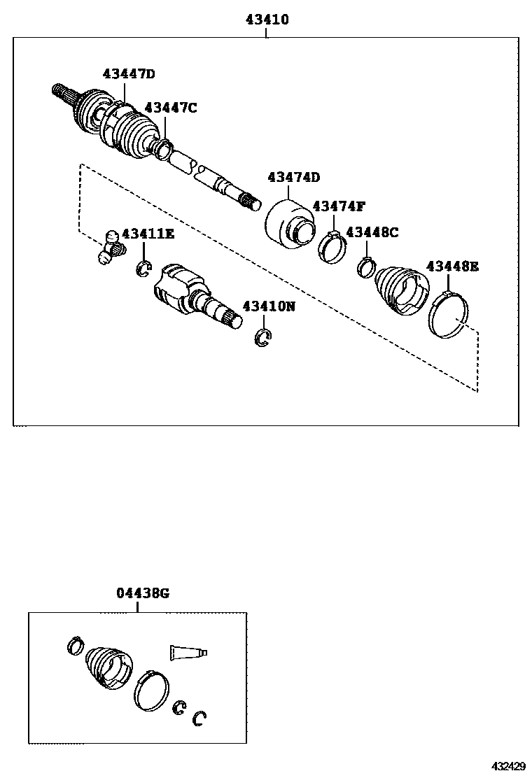 Toyota COROLLA Front Drive Shaft EPC diagram — 432429