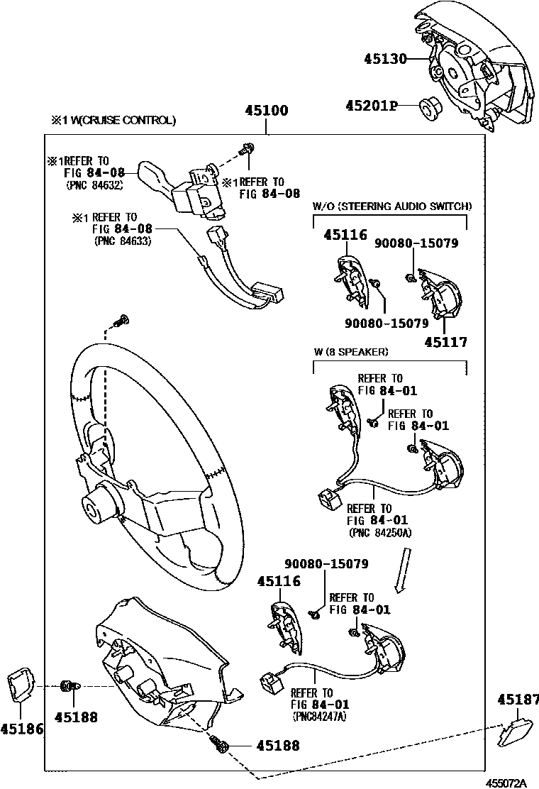 Toyota COROLLA Steering Wheel EPC diagram — 455072A