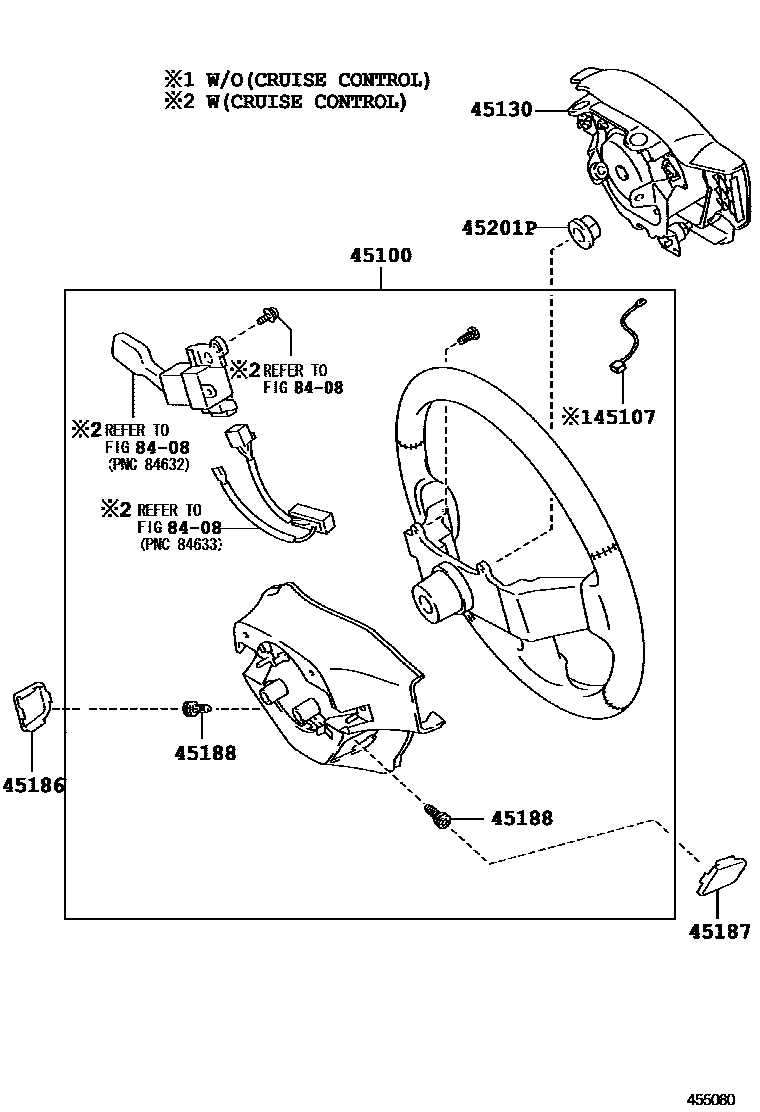 Toyota COROLLA Steering Wheel EPC diagram — 455080