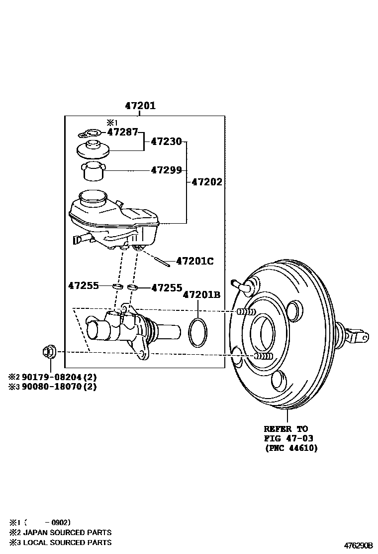 Toyota COROLLA 制动总泵 EPC diagram — 476290B