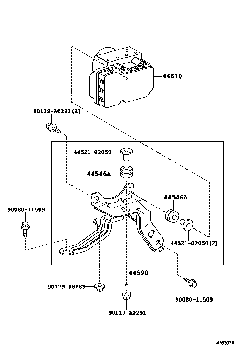 Toyota COROLLA 制动配管和卡箍 EPC diagram — 476302A