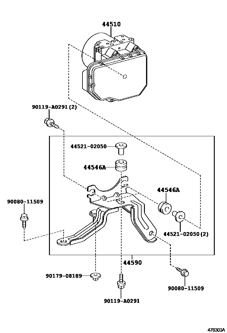 Toyota COROLLA 制动配管和卡箍 EPC diagram — 476303B
