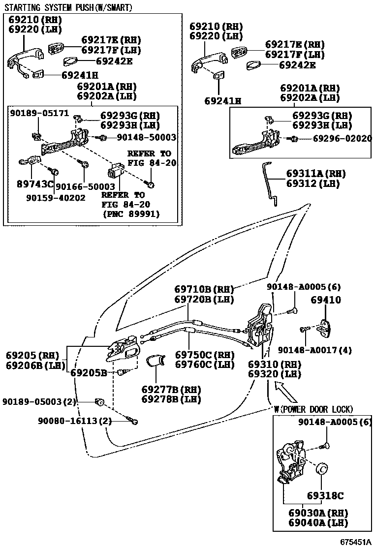 Toyota COROLLA 前门锁和车门把手 EPC diagram — 675451A