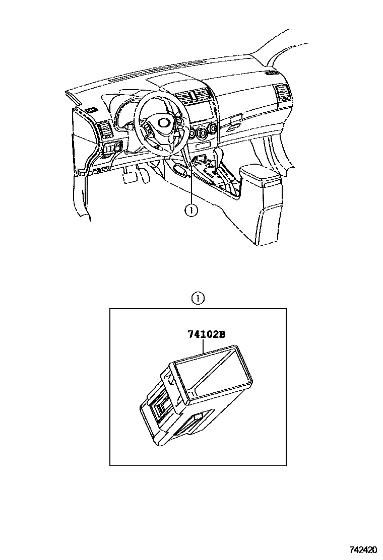 Toyota COROLLA 烟灰盒 EPC diagram — 742420