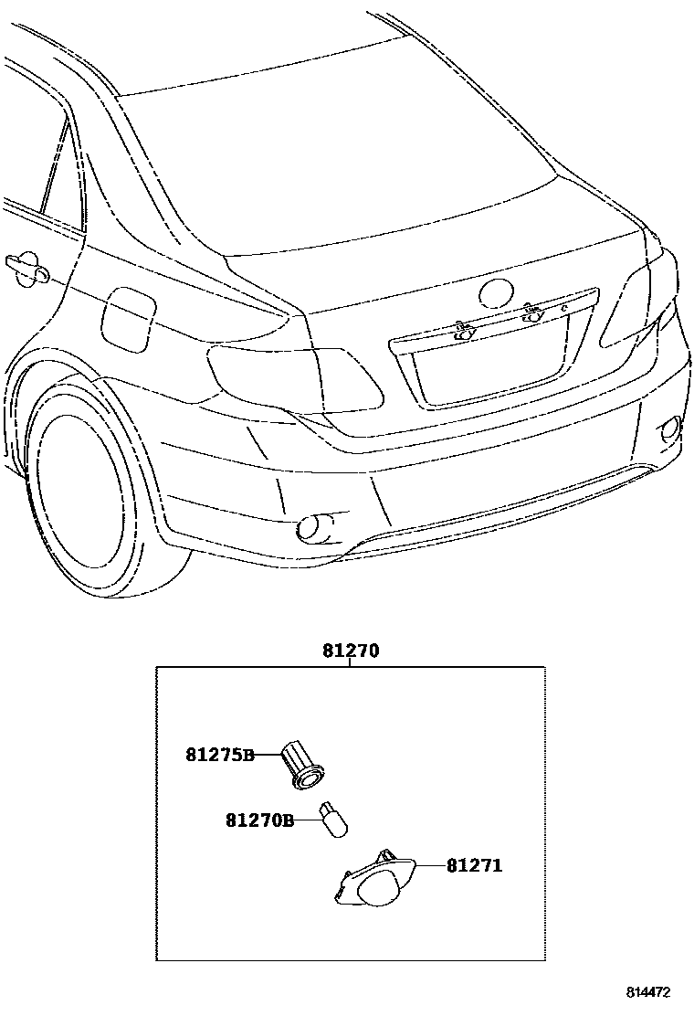Toyota COROLLA 后牌照灯 EPC diagram — 814472