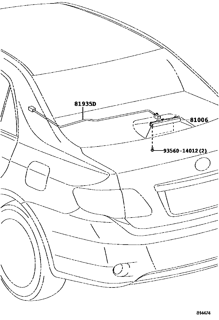 Toyota COROLLA 高位刹车灯 EPC diagram — 814474
