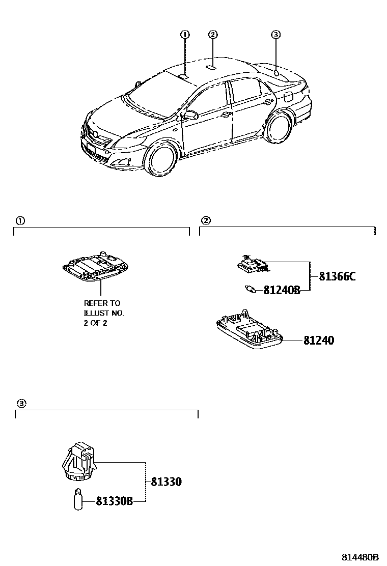 Toyota COROLLA 车内灯 EPC diagram — 814480B
