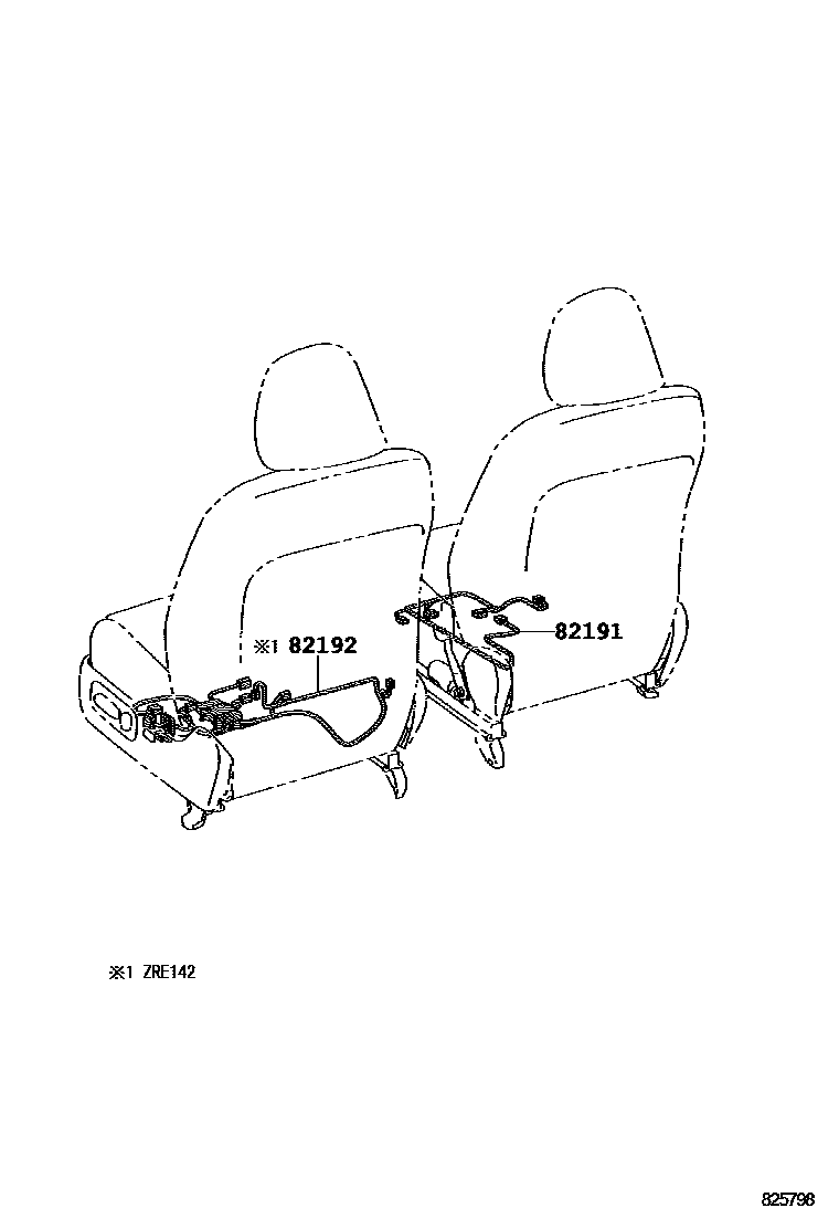 Toyota COROLLA 线束和卡夹 EPC diagram — 825798