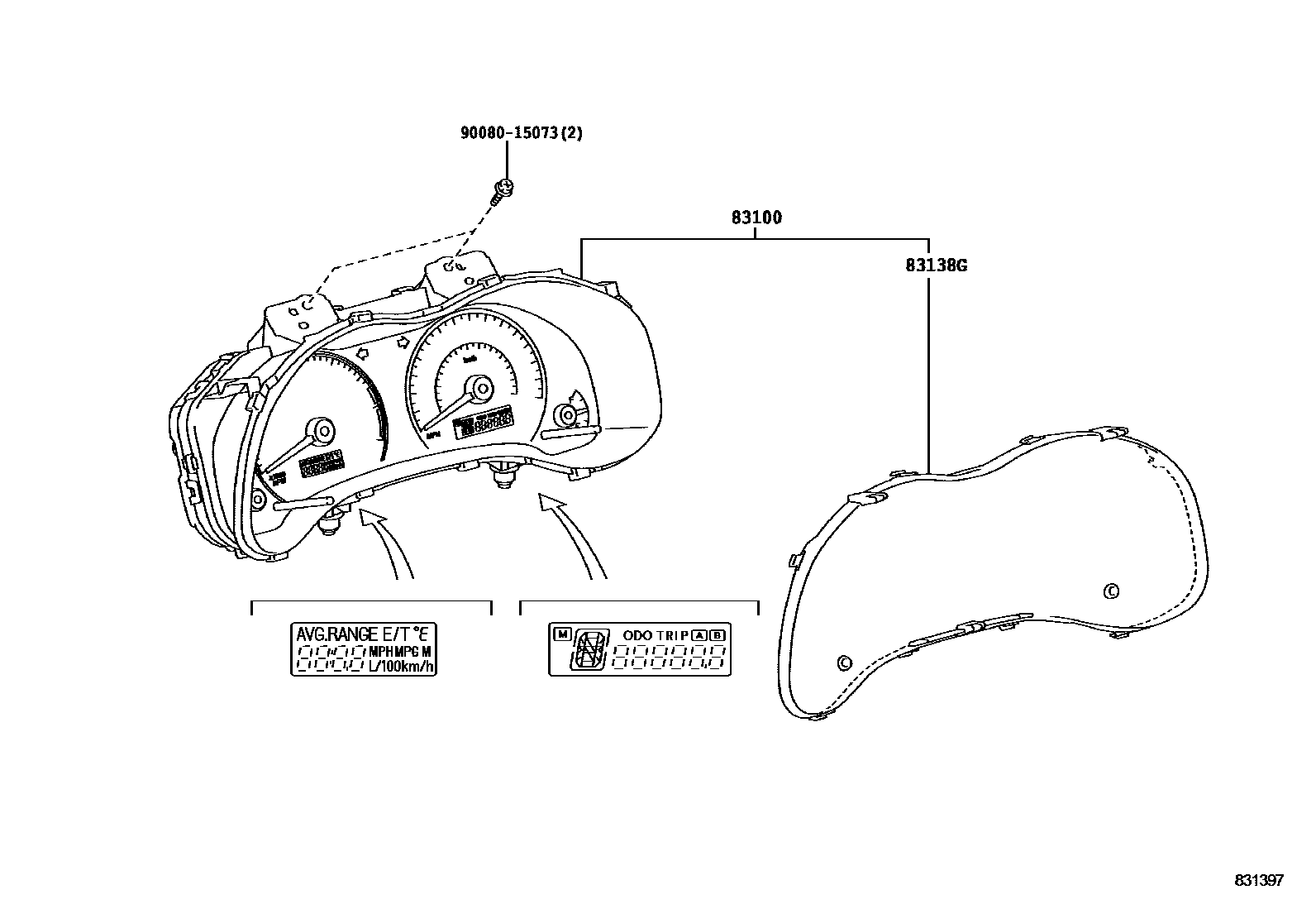 Toyota COROLLA 仪表 EPC diagram — 831397