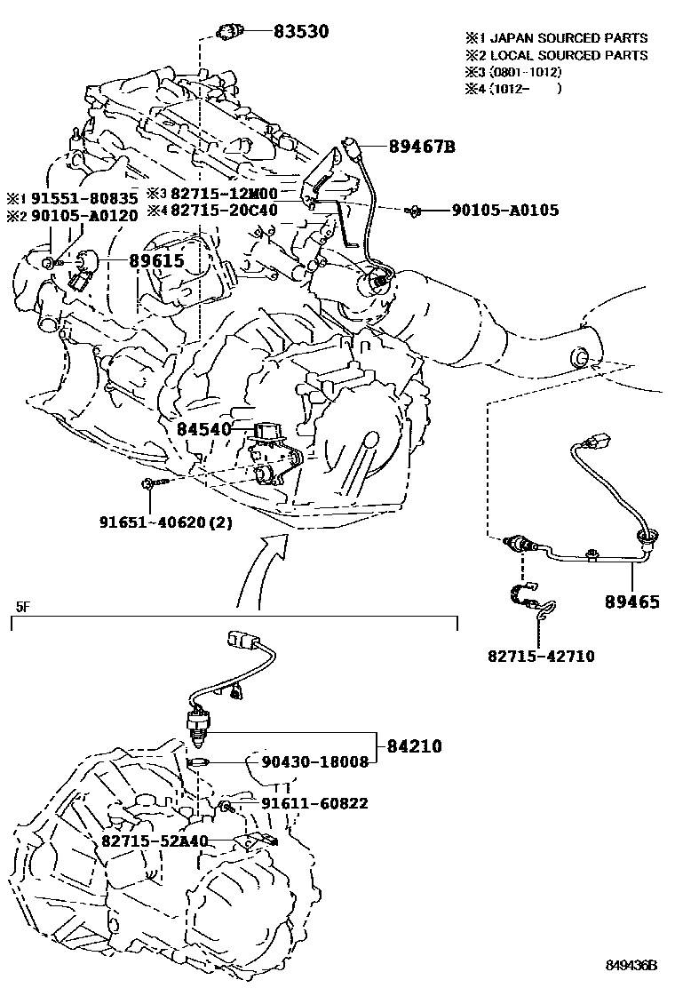 Toyota COROLLA 开关和继电器和ECU EPC diagram — 849436B