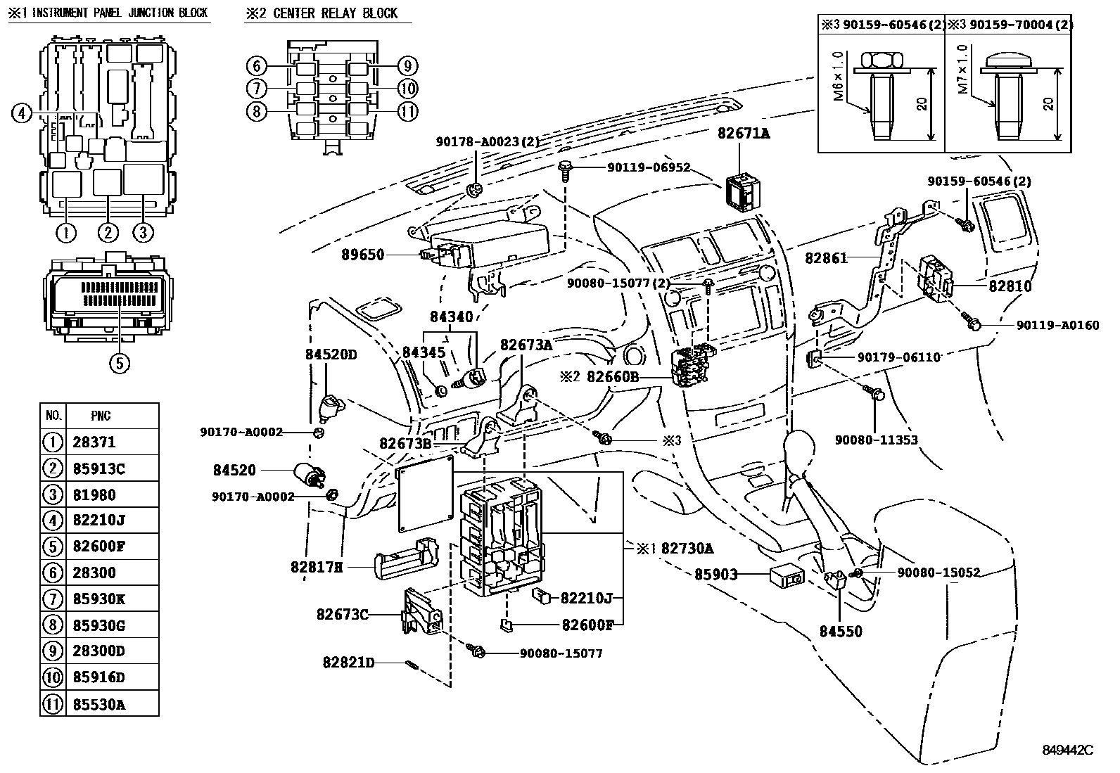Toyota COROLLA 开关和继电器和ECU EPC diagram — 849442C