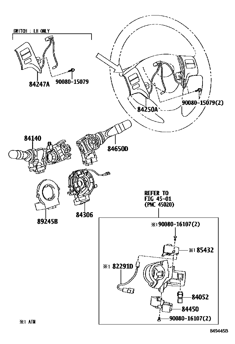 Toyota COROLLA 开关和继电器和ECU EPC diagram — 849445B